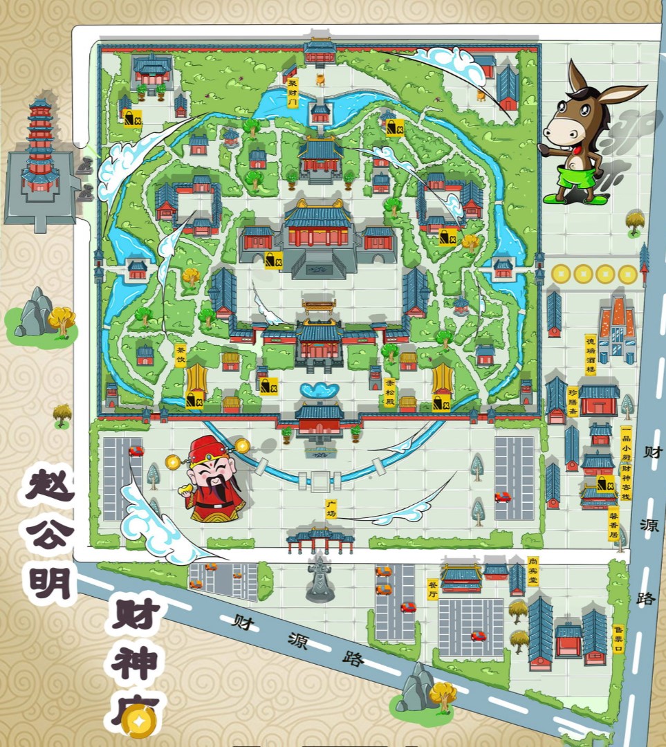 晋江寺庙类手绘地图